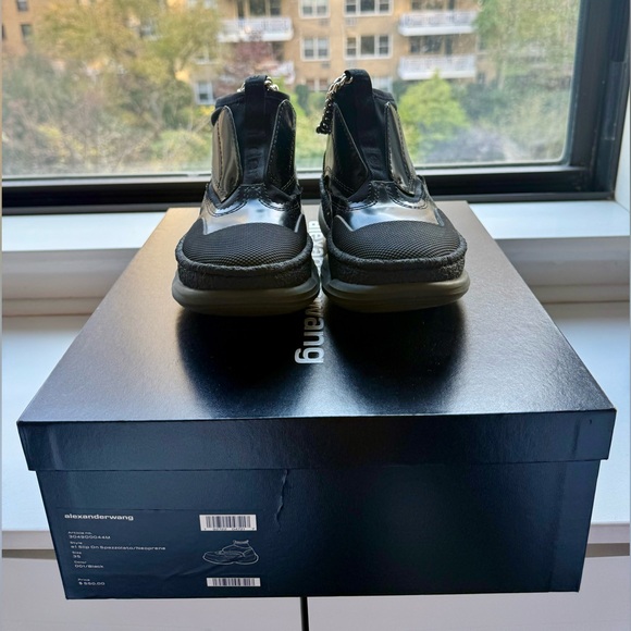 Alexander Wang A1 Platform Slip On Boots Black with Removable Chain - Picture 2 of 9